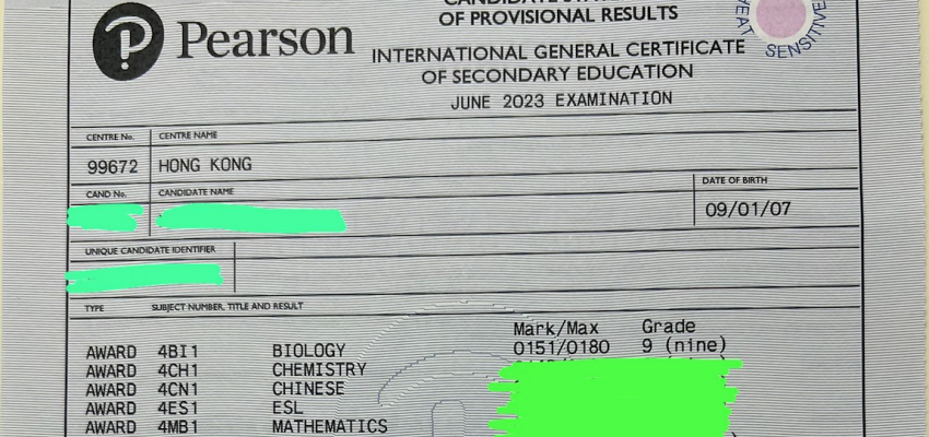 IGCSE biology 學生9個月取9